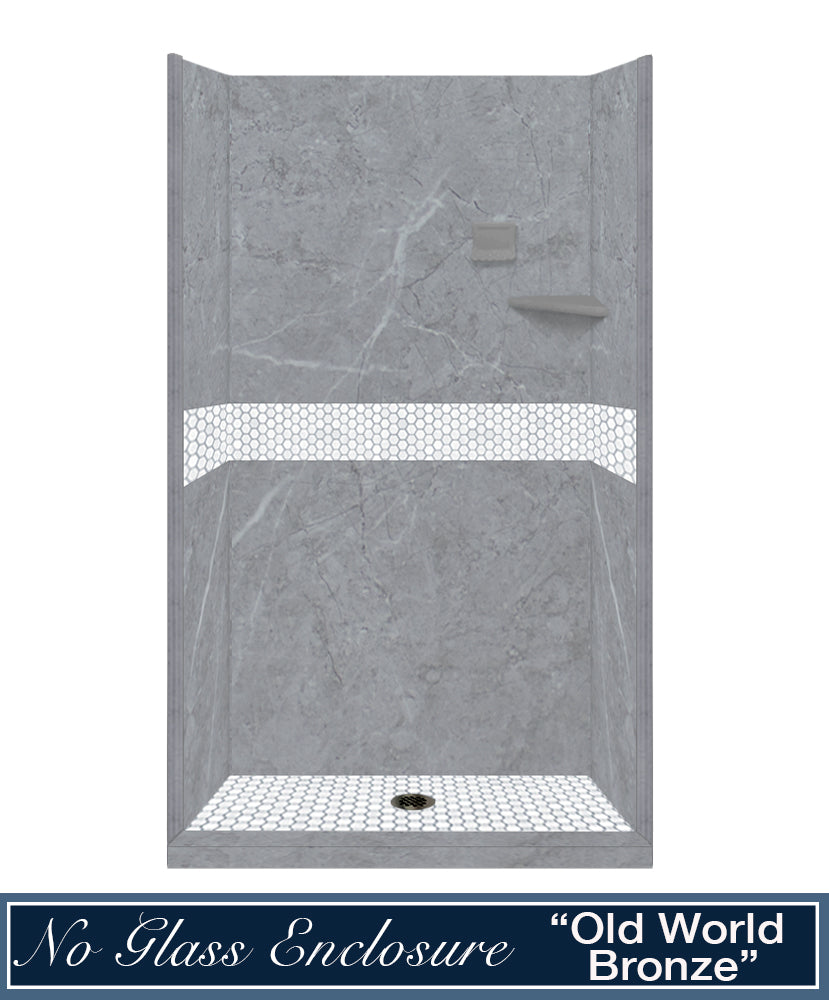 60 Alcove Grio Medici Marble & Pearl Hex Mosaic Tile - DIY Shower Remodel Kit for Bathroom & Backsplash - Waterproof Peel and Stick Wall Tiles for Kitchen, Laundry Room & Home Decor