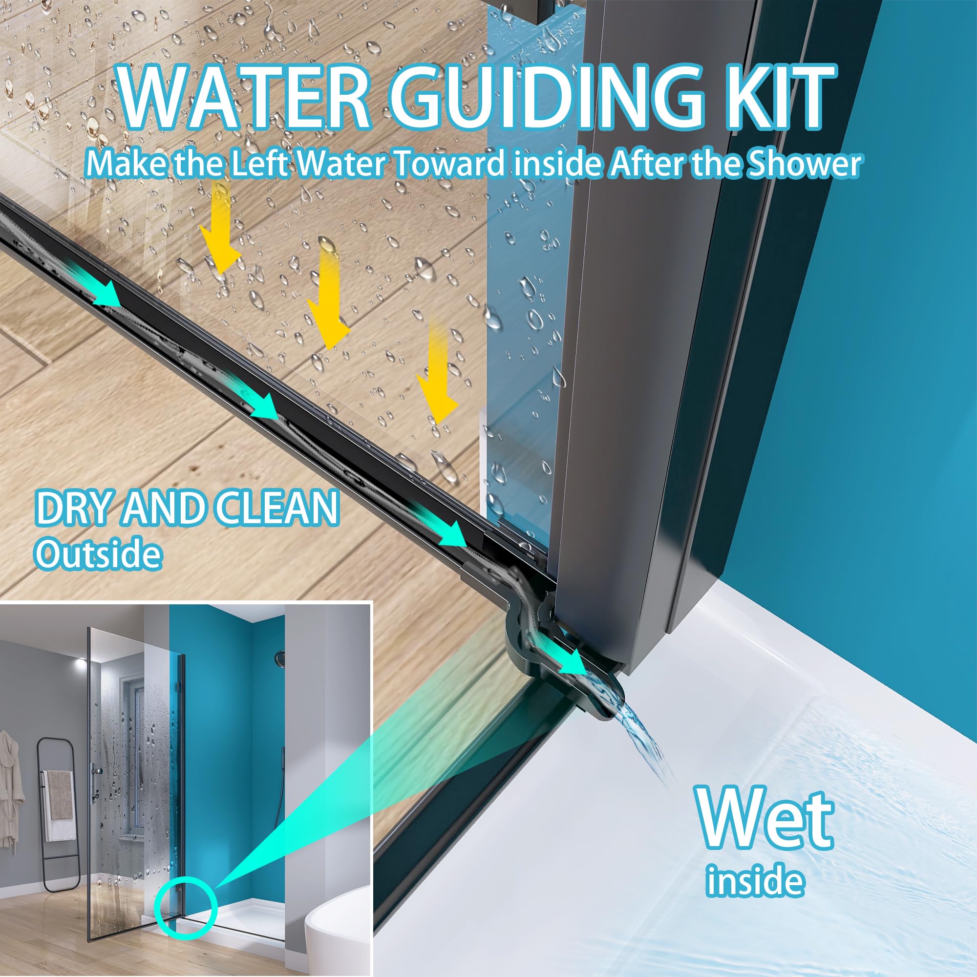 GETPRO Frameless Pivot Shower Door 30