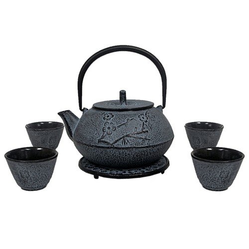 Premium Japanese Tetsubin Cast Iron Teapot - 27oz (4 Cups) Light Blue Traditional Japanese Tea Pot for Green Tea & Herbal Brewing - Perfect for Home, Office & Tea Ceremonies