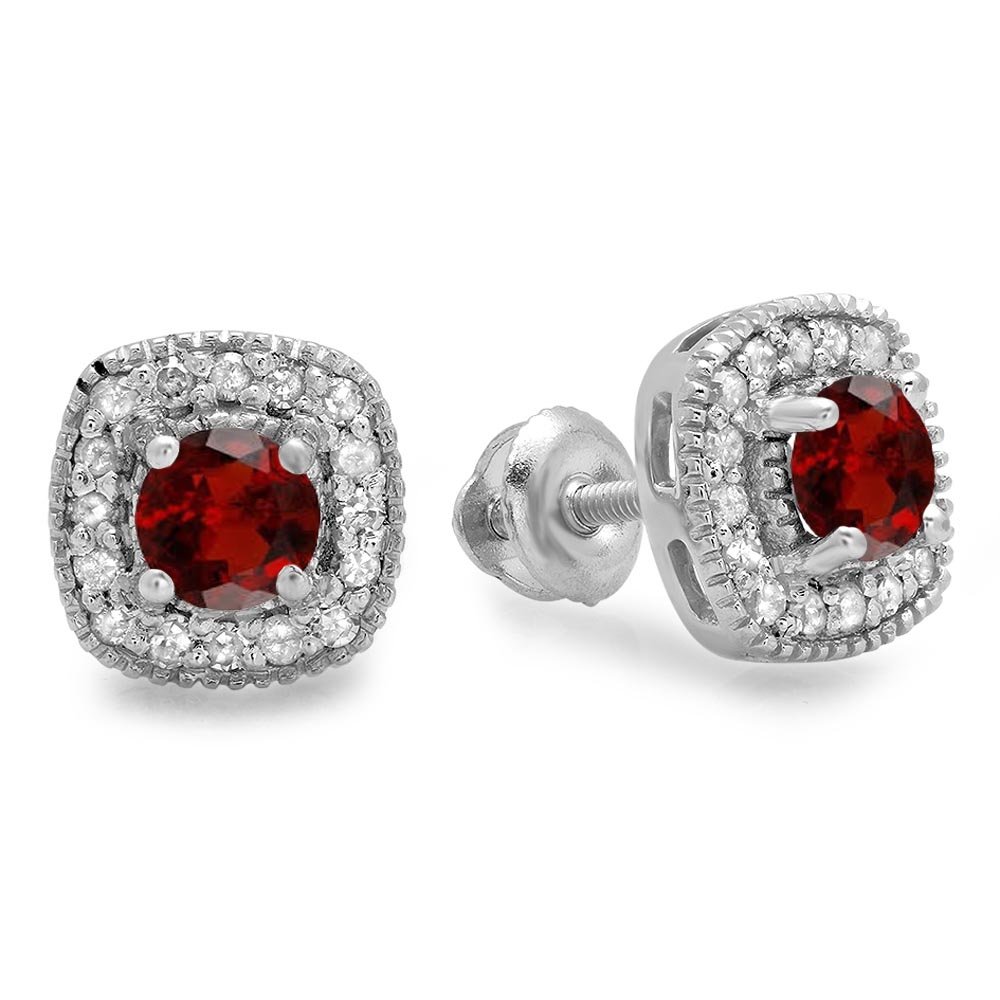 Dazzlingrock Collection 10K Solid White Gold Halo Stud Earrings for Women - Perfect for Weddings, Parties & Everyday Elegance