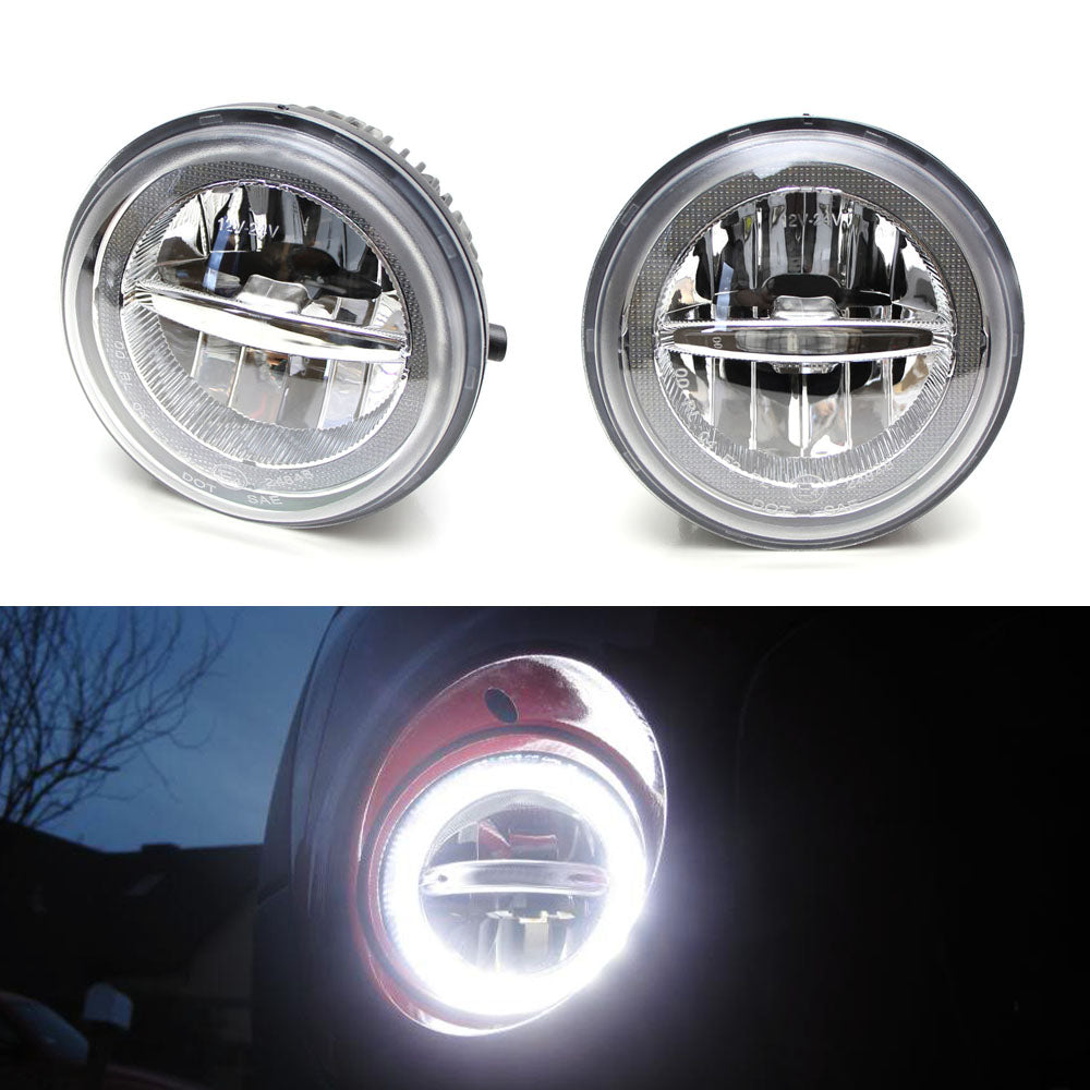 30W CREE LED Halo Ring DRL Fog Lights with Wiring Harness for Toyota Tundra Tacoma Sequoia Solara - Waterproof Off-Road Daytime Running Lights for Trucks & SUVs