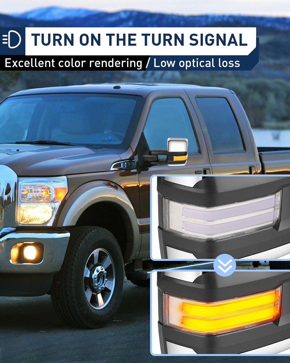 ECCPP Power Heated Towing Mirrors for 2003-2006 Chevy Silverado & GMC Sierra - LED Turn Signal, Running Lights, Chrome Housing (Left & Right Pair) - Perfect for Towing, Camping & Off-Road Adventures