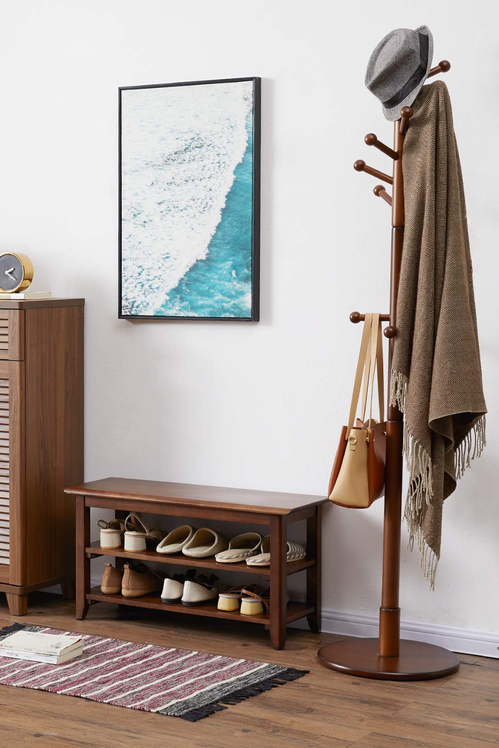 Rustic Solid Wood Shoe Storage Bench - 47.2