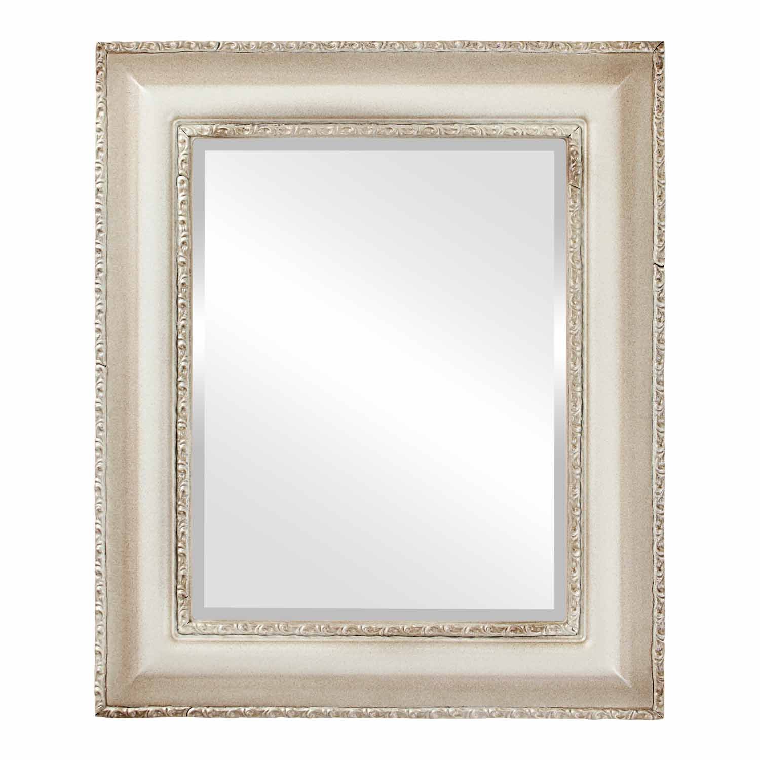 OVALCREST Rectangle Beveled Wall Mirror - Somerset Style Home Decor Mirror - Taupe Frame - 27x33 Inches - Perfect for Living Room, Bedroom & Entryway Decor