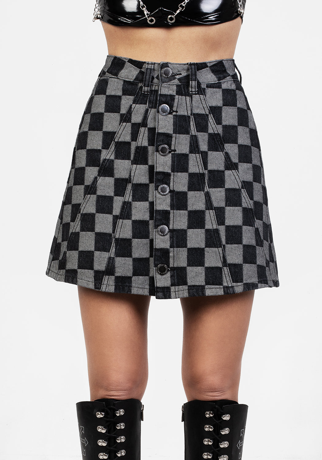 KERB A-Line Denim Mini Skirt for Women - High Waisted Stretch Jeans Skirt - Trendy Fashion Outfit for Casual Wear, Party & Date Night