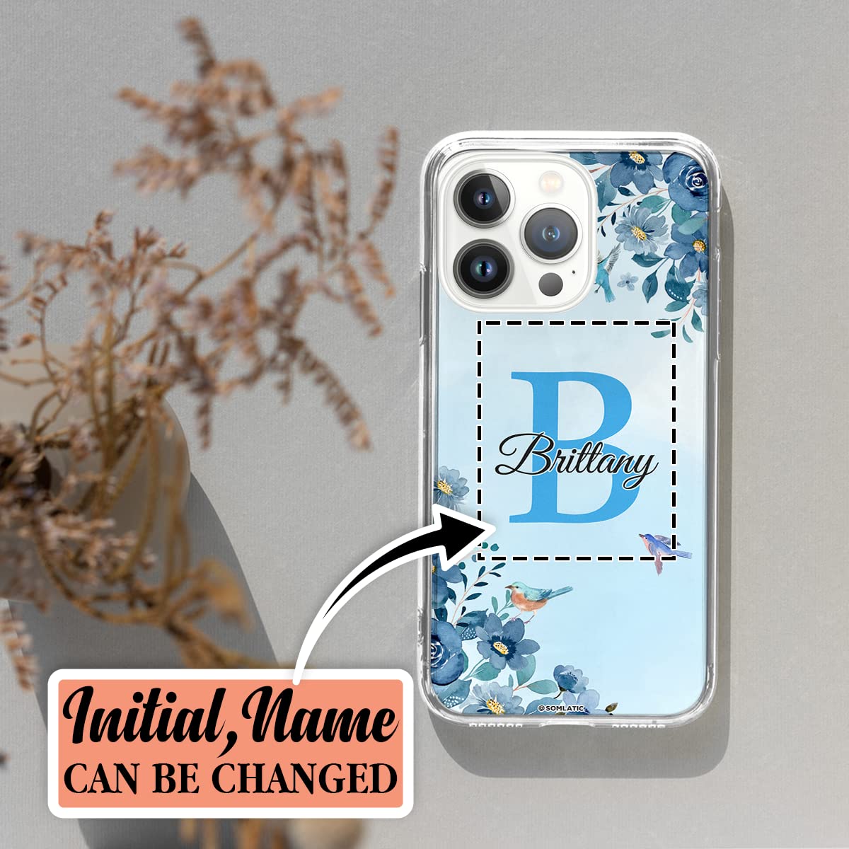 Personalized Monogram Custom Phone Case with Initials - Unique Name Birthday Christmas Gift for Women & Girls - Compatible with iPhone 16/15/14/13/12/11/XR/X/XS/8/7 Plus/Mini/Pro Max - Perfect for Everyday Use, Special Occasions & Gift Giving