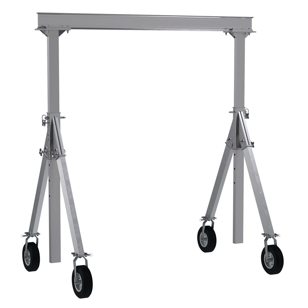 Adjustable Height Aluminum Gantry Crane with Pneumatic Casters - Heavy Duty Workshop Hoist for Industrial Lifting & Warehouse Loading