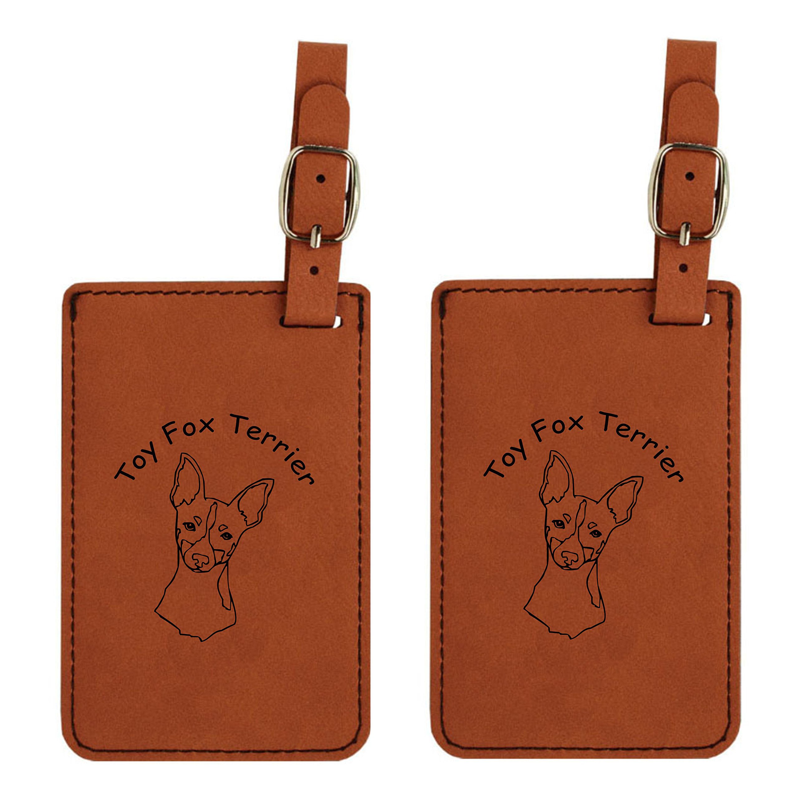 2 Pack Toy Fox Terrier Head Luggage Tags - Durable Pet ID Tags for Suitcases & Travel Bags (Style L4183) - Perfect for Air Travel, Vacation & Pet Lovers