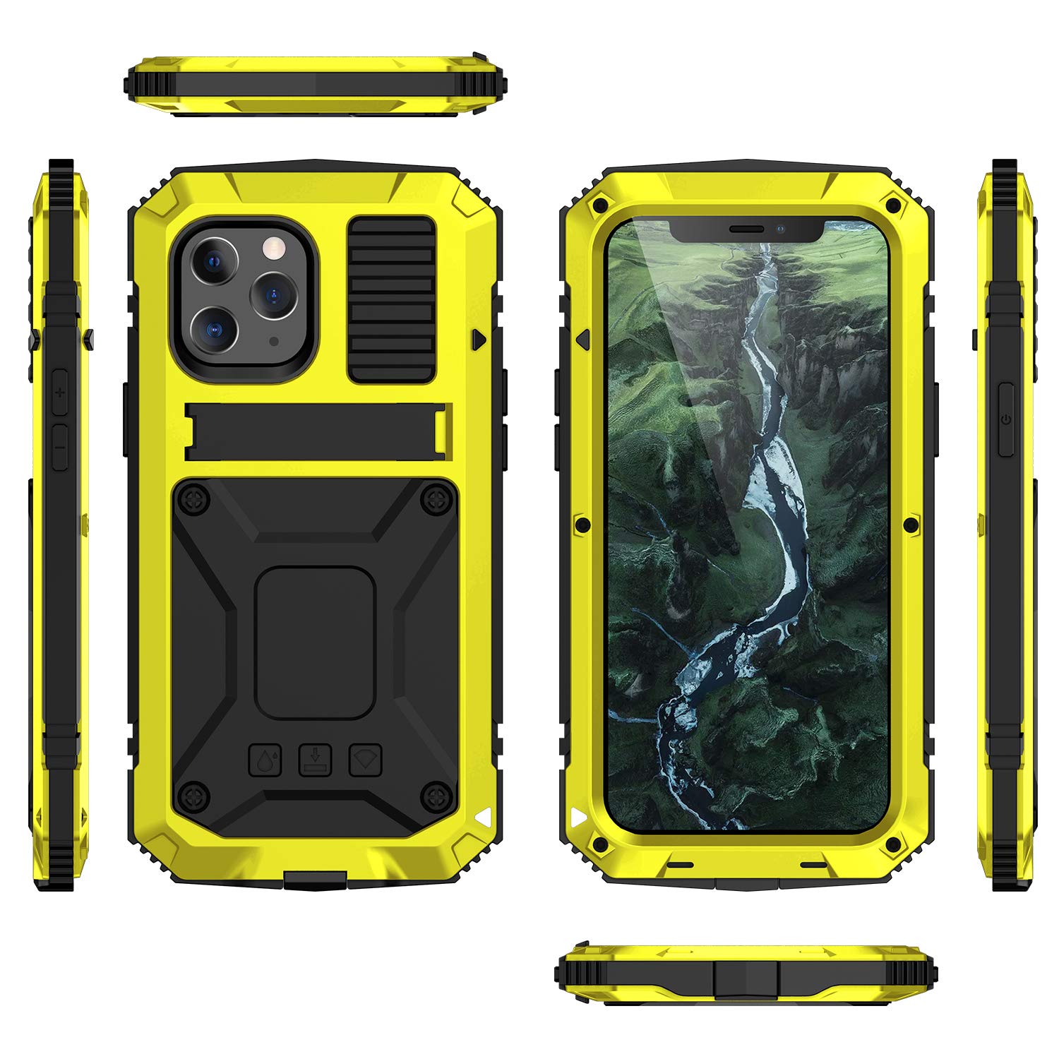 iPhone 12 Pro Max Case - Heavy Duty Military Armor with Built-in Screen Protector | Shockproof & Drop Tested | Full Body Protection | Yellow | Perfect for Outdoor Activities, Travel & Daily Use