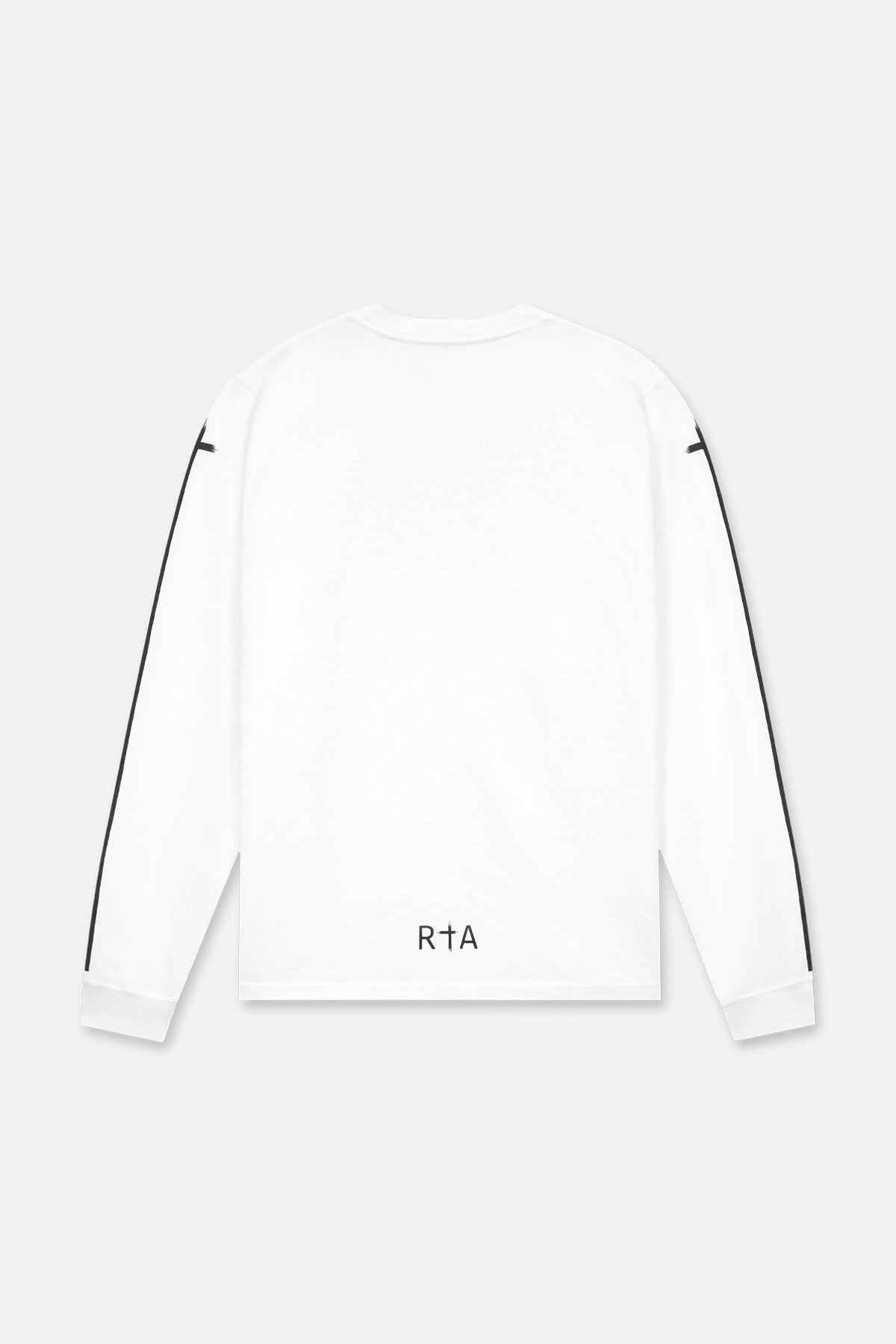 Lawrence Long Sleeve Tee - White with Black Sleeve Cross Design | Stylish Unisex T-Shirt for Casual Wear, Street Fashion & Everyday Outfits