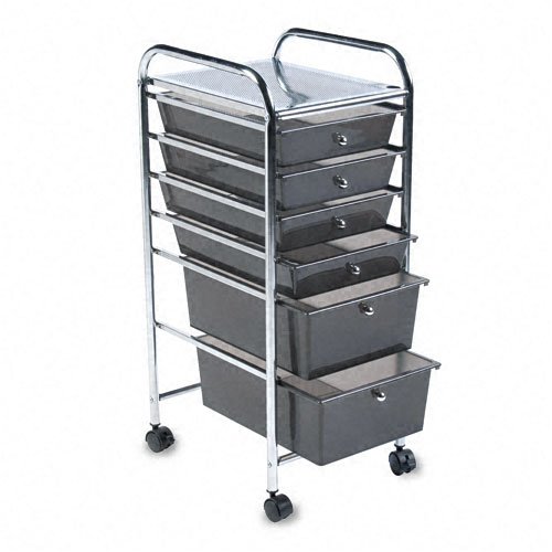 Advantus 2-Pack Portable 6-Drawer Organizer with Chrome Metal Frame & Smoke Drawers - Desk Storage for Office, Craft Room, Garage & Closet Organization