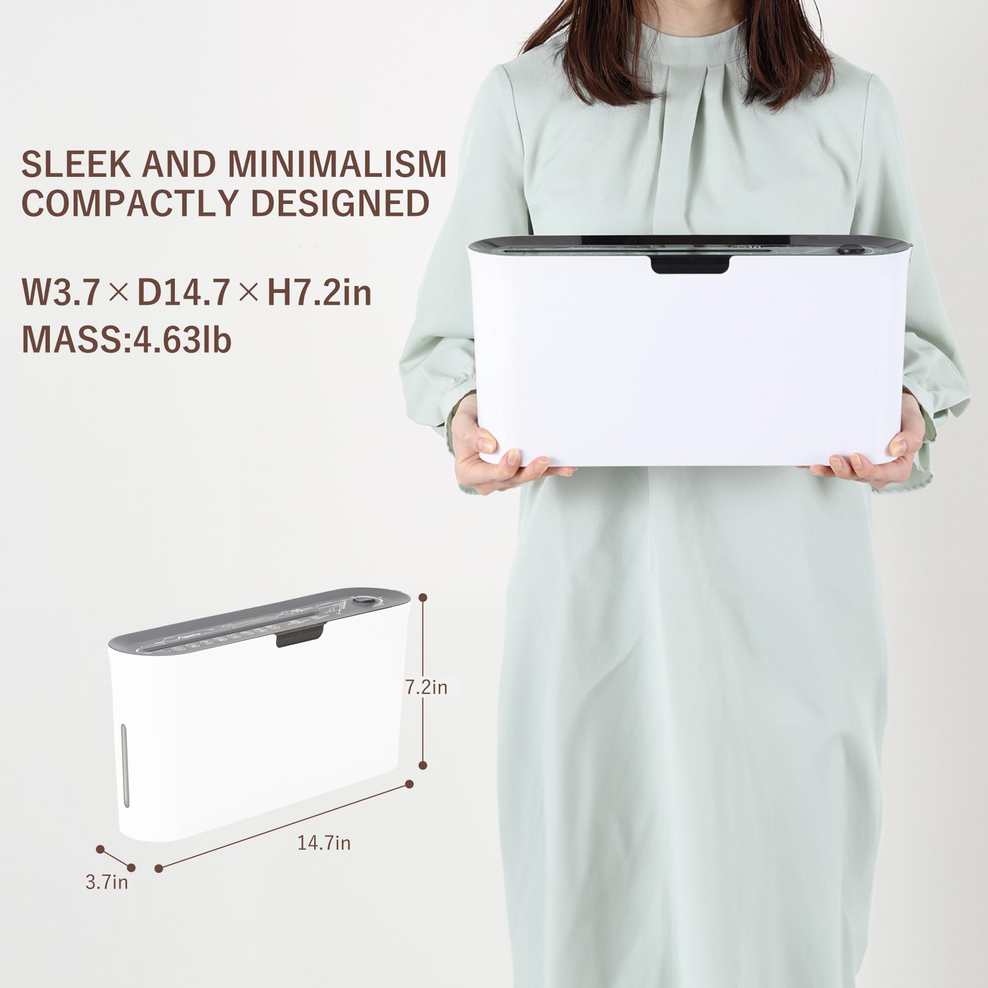 Asmix B08W Compact Cross Cut Paper Shredder for Home & Office - 2 Sheet Capacity, 10 Minute Run Time, White (14.7