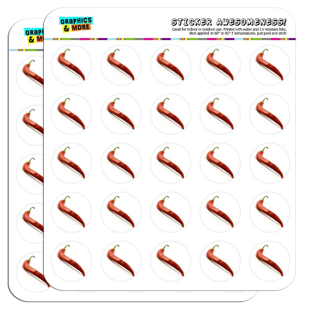 Red Hot Chili Pepper 1 Inch Planner Stickers - Opaque Vinyl Decals for Scrapbooking, Bullet Journaling & Crafting - Perfect for DIY Calendars, Planners and Scrapbooks