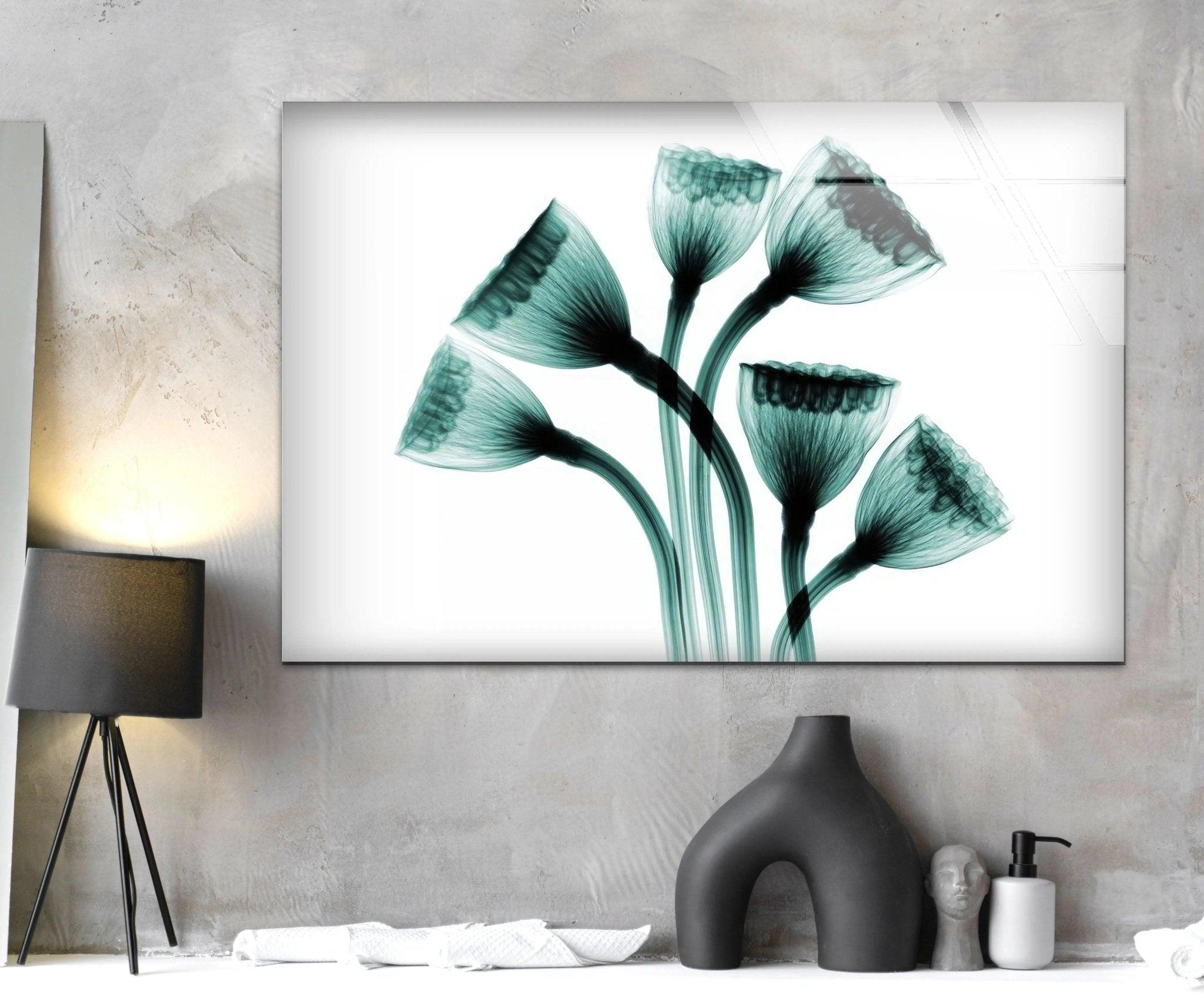 Albert Koetsier Lotus Seedheads Glass Wall Art - Elegant Handcrafted Floral Decor for Living Room, Bedroom & Office - Perfect for Home & Office Decorations