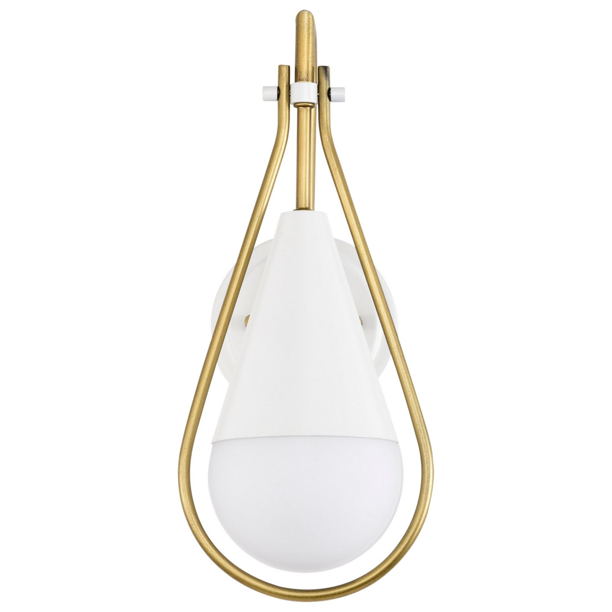 Admiral 15-Inch Modern Wall Sconce Light Fixture - Matte White & Natural Brass Finish - Perfect for Bedroom, Living Room, and Hallway Lighting