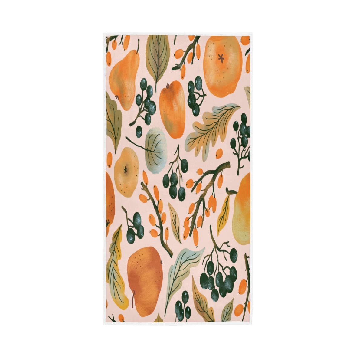 Berries and Leaves Cotton Fingertip Towels 30x15 Inches - Grape & Persimmon Decorative Absorbent Soft Terry Towel for Bathroom, Powder Room, Guest Housewarming Gift - Perfect for Kitchen, Spa, and Luxury Home Decor