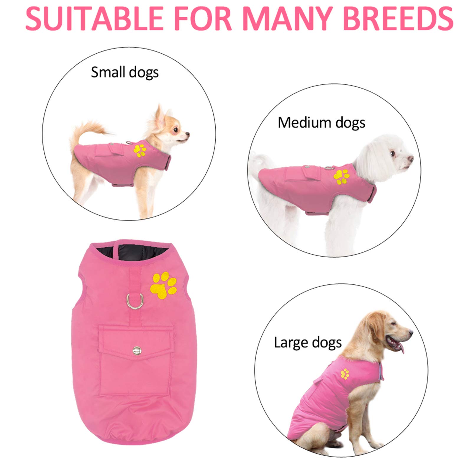 Waterproof & Reversible Reflective Dog Winter Coat - Warm Pet Jacket for Cold Weather, Small to Large Dogs (XS-4XL) with Pocket - Ideal for Outdoor Walks, Hiking & Winter Adventures