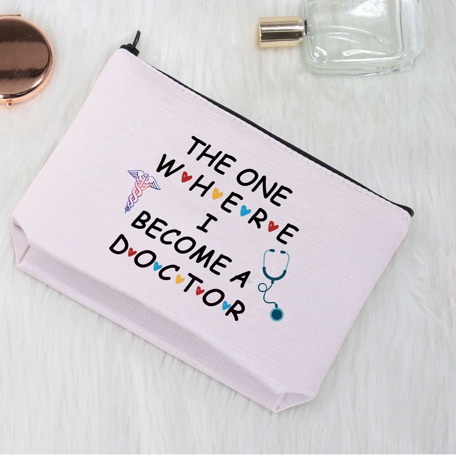 Premium Doctor Graduation Gift Makeup Bag - 'The One Where I Become a Doctor' Cosmetic Pouch for Medical Students & New Doctors | Perfect for Clinical Rotations, Hospital Shifts & Daily Use