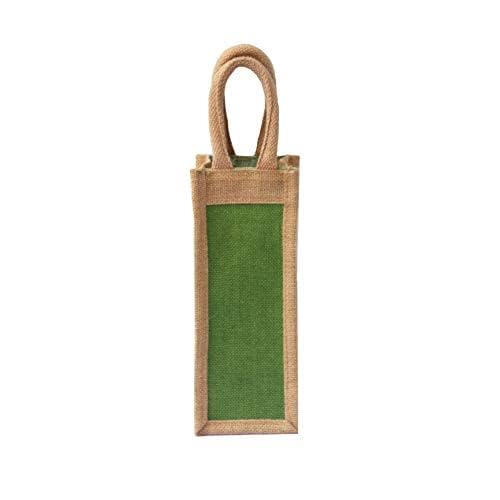 Eco-Friendly Jute Bottle Holder with Chick Design | 1L Water Bottle Carrier | Reusable & Sustainable Jute Fabric Bag for Picnics, Hiking & Outdoor Activities (Green)