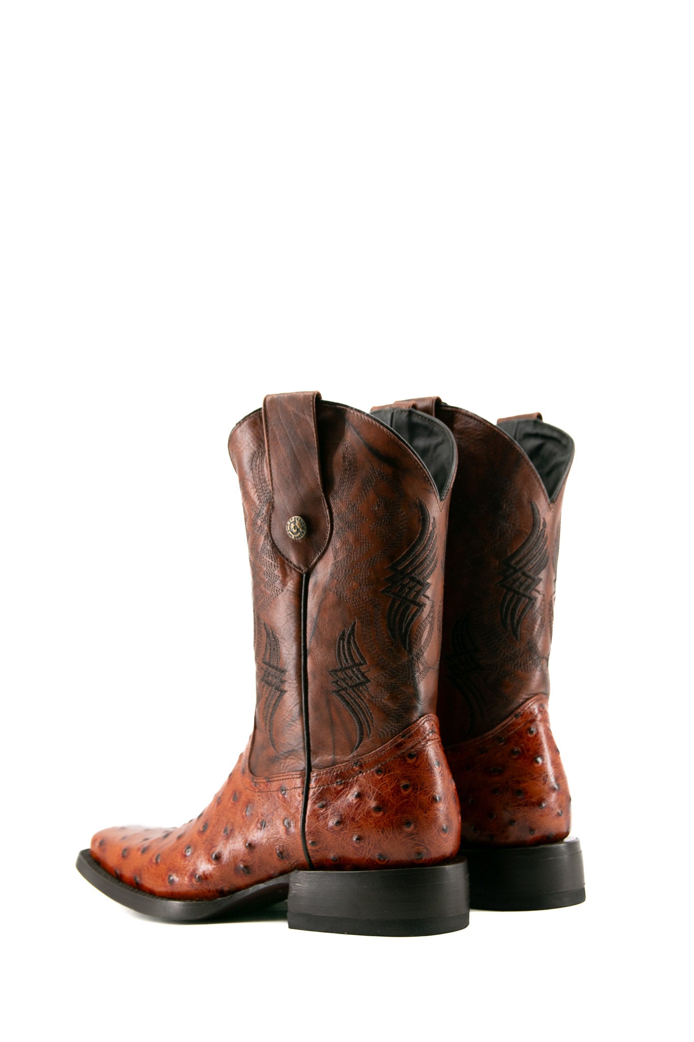 Vintage Ostrich Print Cowboy Boots for Men & Women - Western Rodeo Style Leather Boots - Perfect for Country Music Festivals, Line Dancing & Cowboy Themed Parties