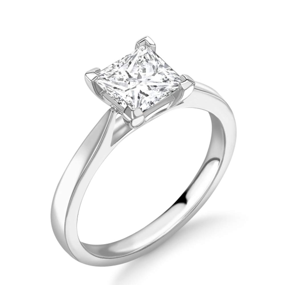 1CT Princess Cut Moissanite Solitaire Engagement Ring for Women - 10K/14K/18K Gold or 925 Sterling Silver - Wedding & Anniversary Band with Custom Text Engraving - Perfect for Proposals, Bridal Jewelry & Romantic Gifts