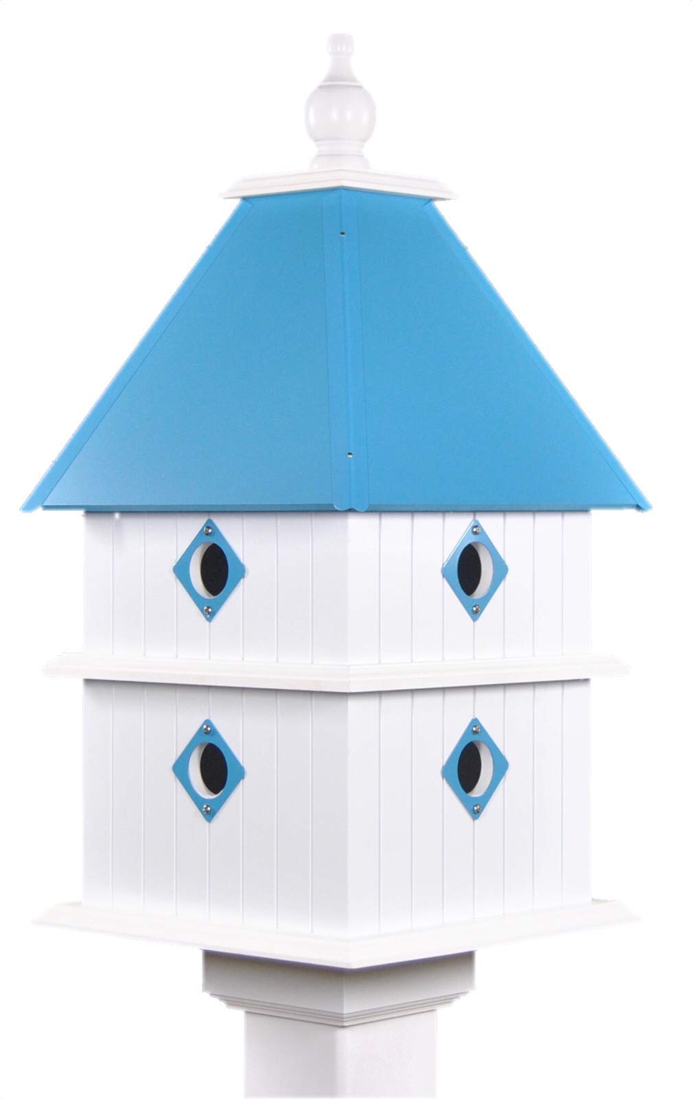 Premium Lagoon Blue Plantation Birdhouse - Handcrafted Wooden Bird House for Outdoor Garden Decor - Attracts Wild Birds & Enhances Backyard Aesthetics