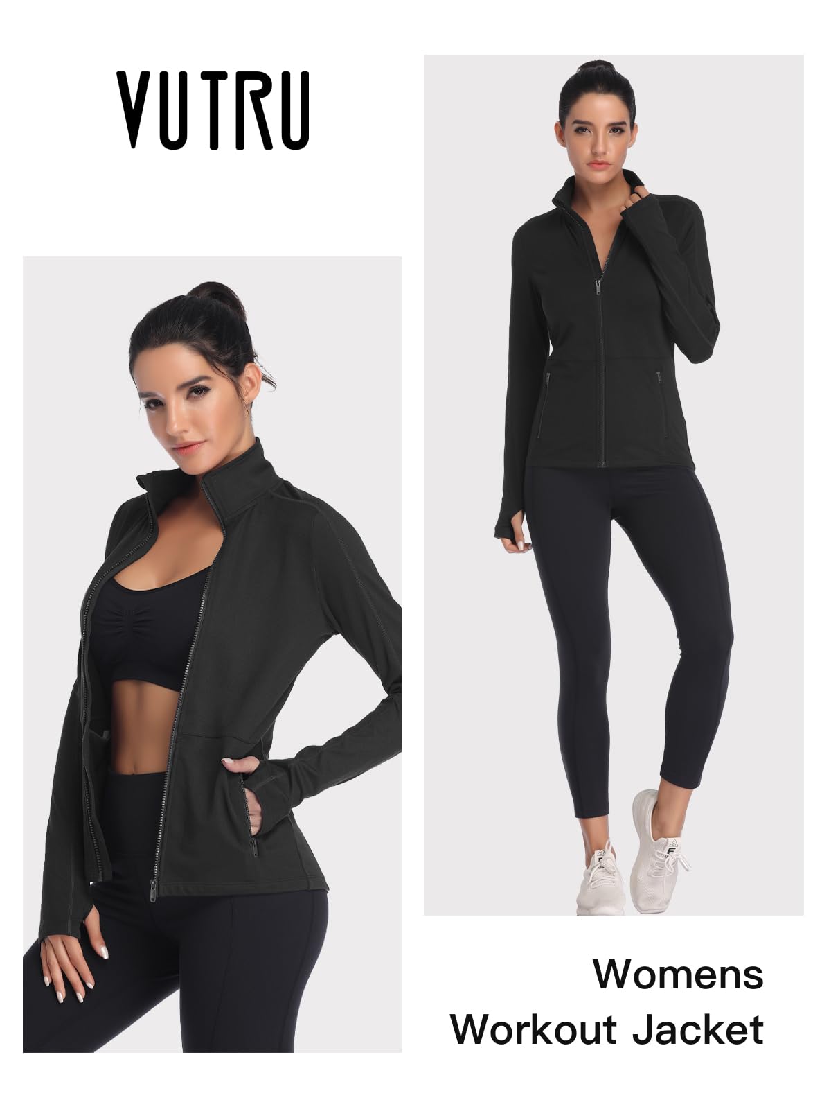 VUTRU Women's Full Zip Fleece Yoga Jacket - Lightweight Running Track Jacket for Workout & Athletic Activities - Perfect for Yoga, Gym, Jogging and Outdoor Sports