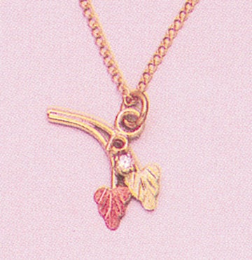 10kt Gold Three-Tone Diamond Accent Leaf Pendant with 18