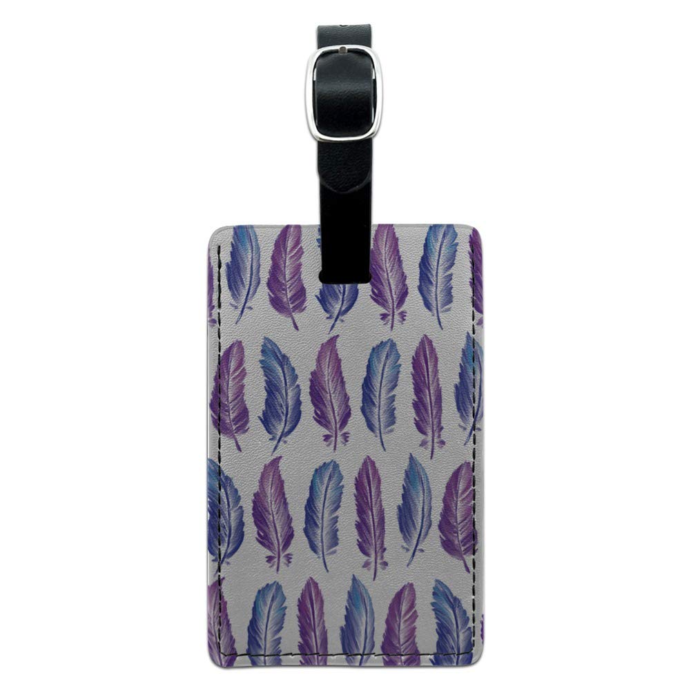 Stylish Painterly Feathers Pattern Rectangle Leather Luggage Tag - Durable Carry-On ID Tag for Suitcases, Backpacks & Travel Bags | Perfect for Airports, Business Trips & Vacation Travel Accessories