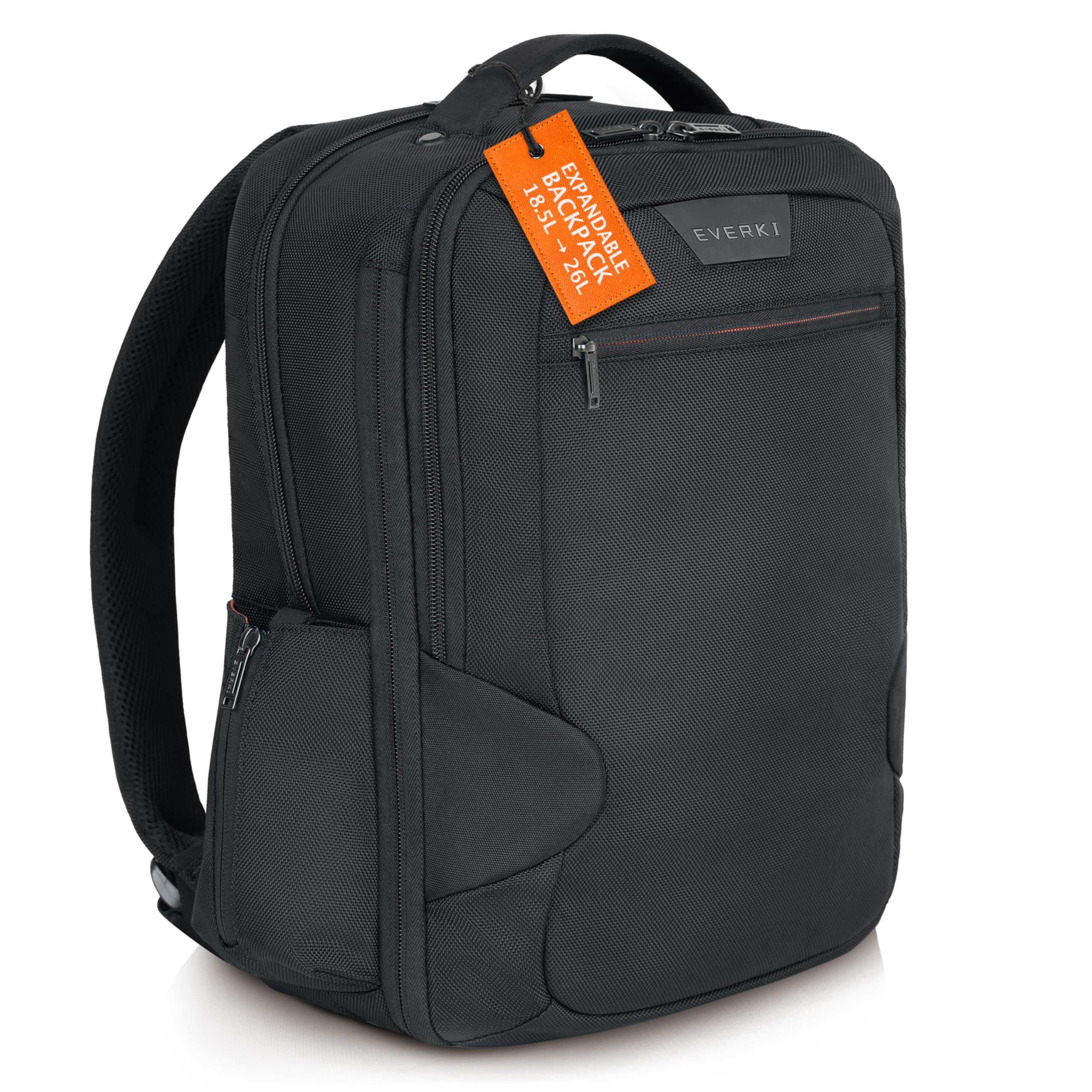 Everki Studio Expandable 15 Inch Laptop Backpack for Men & Women - 26L Capacity Professional Business Backpack - Water-Resistant Travel Backpack for MacBook, Notebook, Office & Commuting - Perfect for Work, School & Airplane Travel (Black)