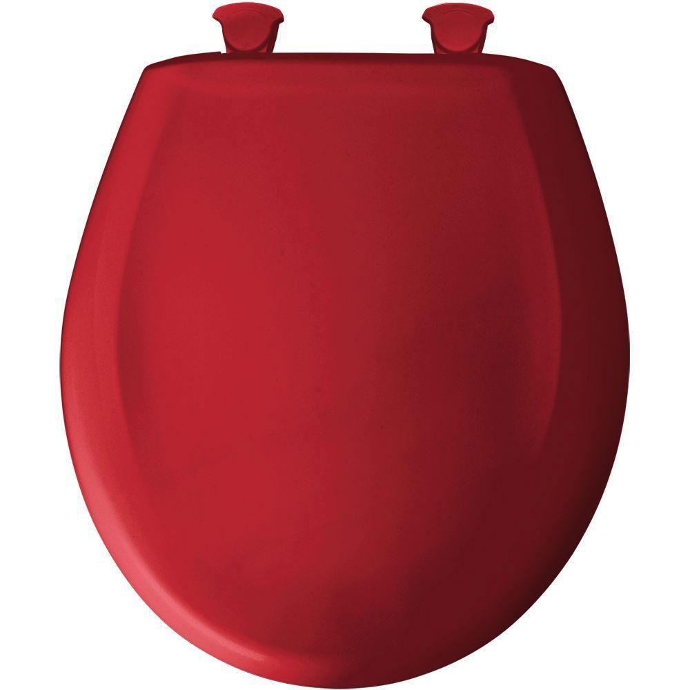 Bemis Round Closed Front Toilet Seat in Red 529700 - Durable Plastic Toilet Seat Cover for Bathroom, Home & Commercial Use