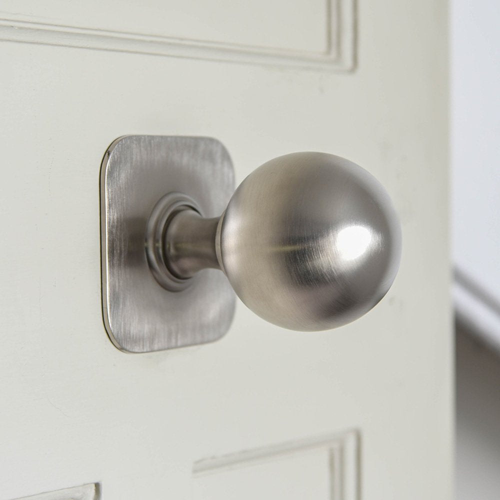 Elegant Satin Nickel Door Pull with Square Backplate - Modern Cabinet & Drawer Handle for Home & Office Decor