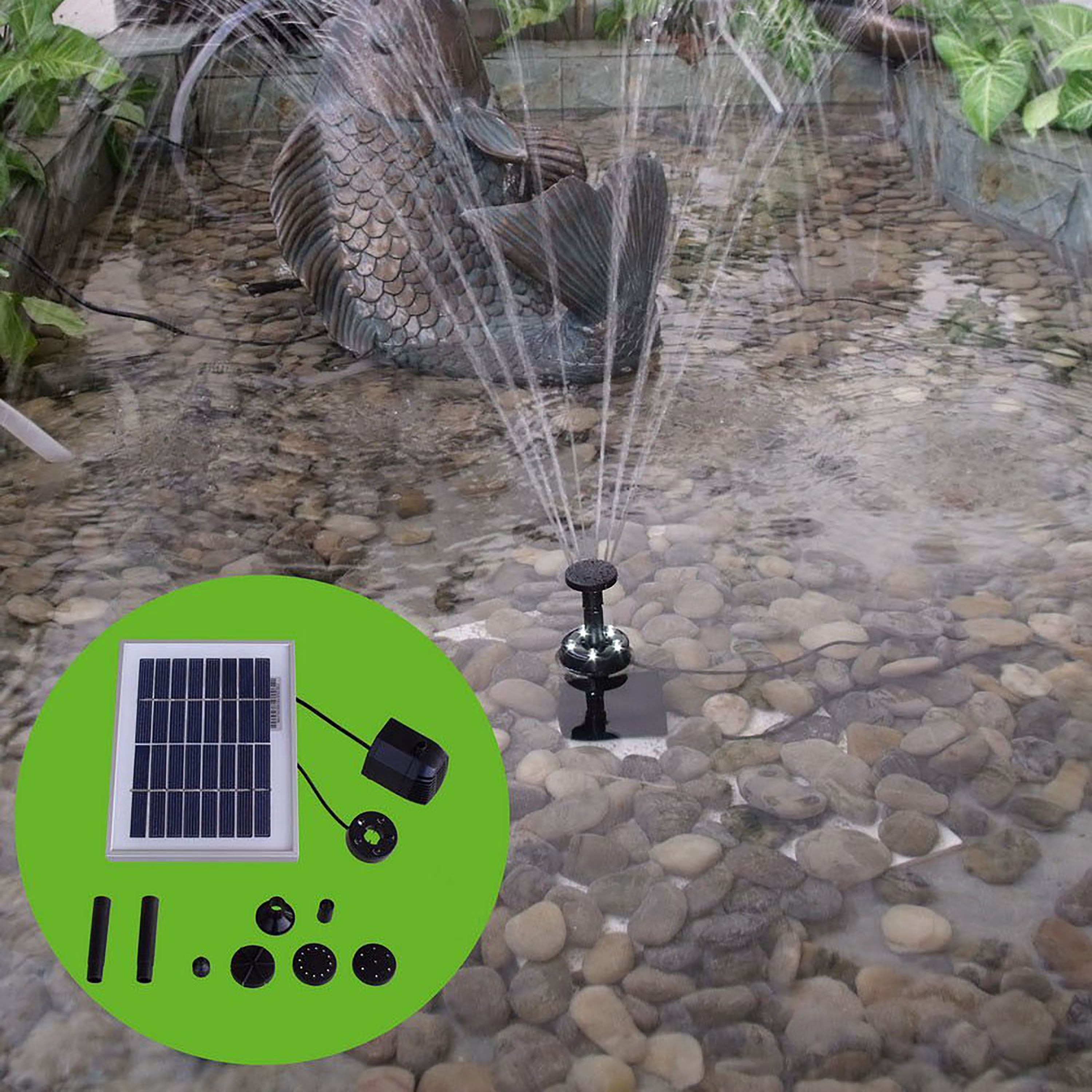 Sunnydaze Solar Water Pump Kit with 65 GPH Flow Rate & 36ft Head - Includes Solar Panel & Battery Pack for Outdoor Fountains, Ponds, and Garden Water Features