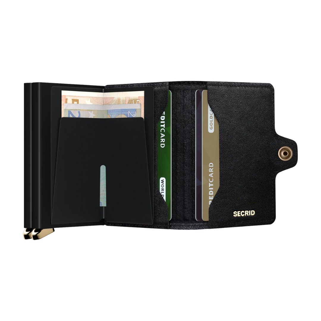 SECRID Premium Twinwallet Embossed Diamond Black Leather RFID Blocking Wallet for Men - Slim Bifold Card Holder for Travel & Everyday Use