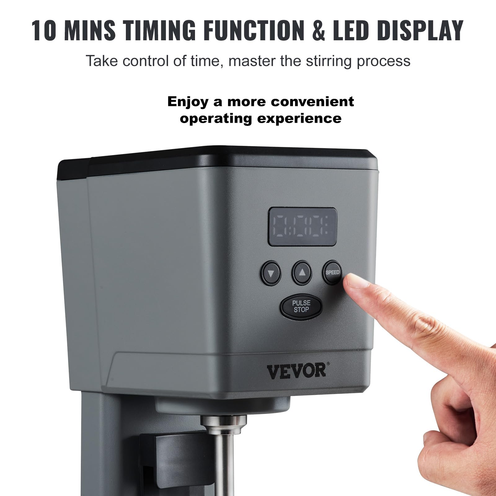 VEVOR 375W Commercial Electric Milkshake Maker Machine - Single Head Drink Mixer Blender with LED Display & 3-Speed Settings, Includes 820ml Stainless Steel Cup - Perfect for Restaurants, Cafes, Ice Cream Shops & Home Use