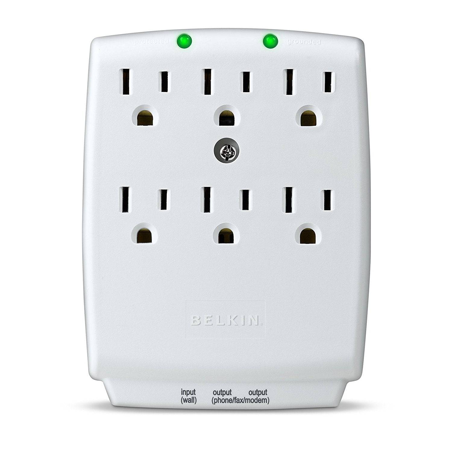 Belkin SurgePlus 6-Outlet Wall Mount Surge Protector with Dual USB Ports (2.1A/10W) - BSV602tt - Perfect for Home Office, Bedroom & Electronics Protection