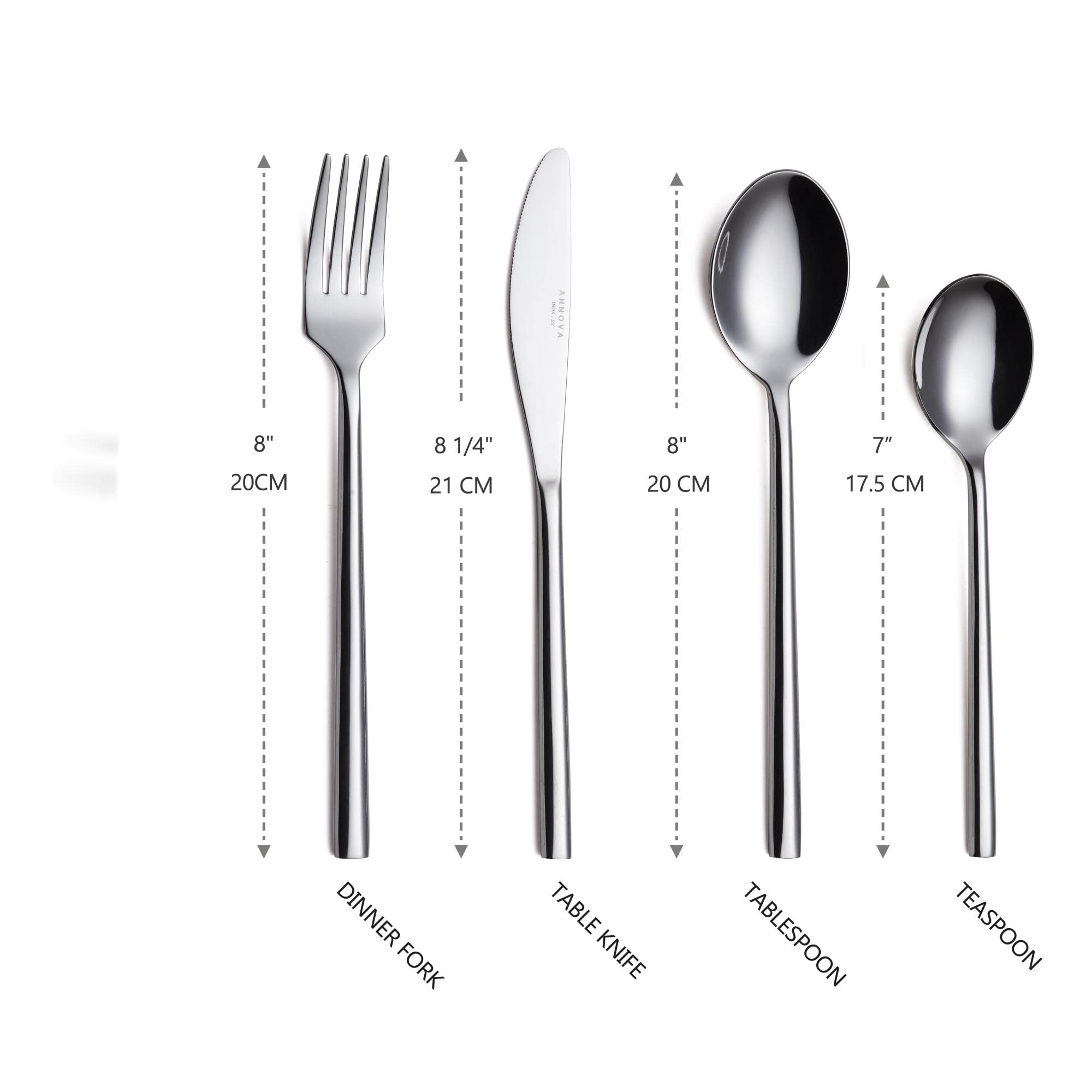 Annova 24-Piece Stainless Steel Flatware Set - Premium Forged Silverware (6 Dinner Forks, 6 Knives, 6 Spoons, 6 Teaspoons) - Service for 6 - Perfect for Dinner Parties, Weddings & Everyday Dining