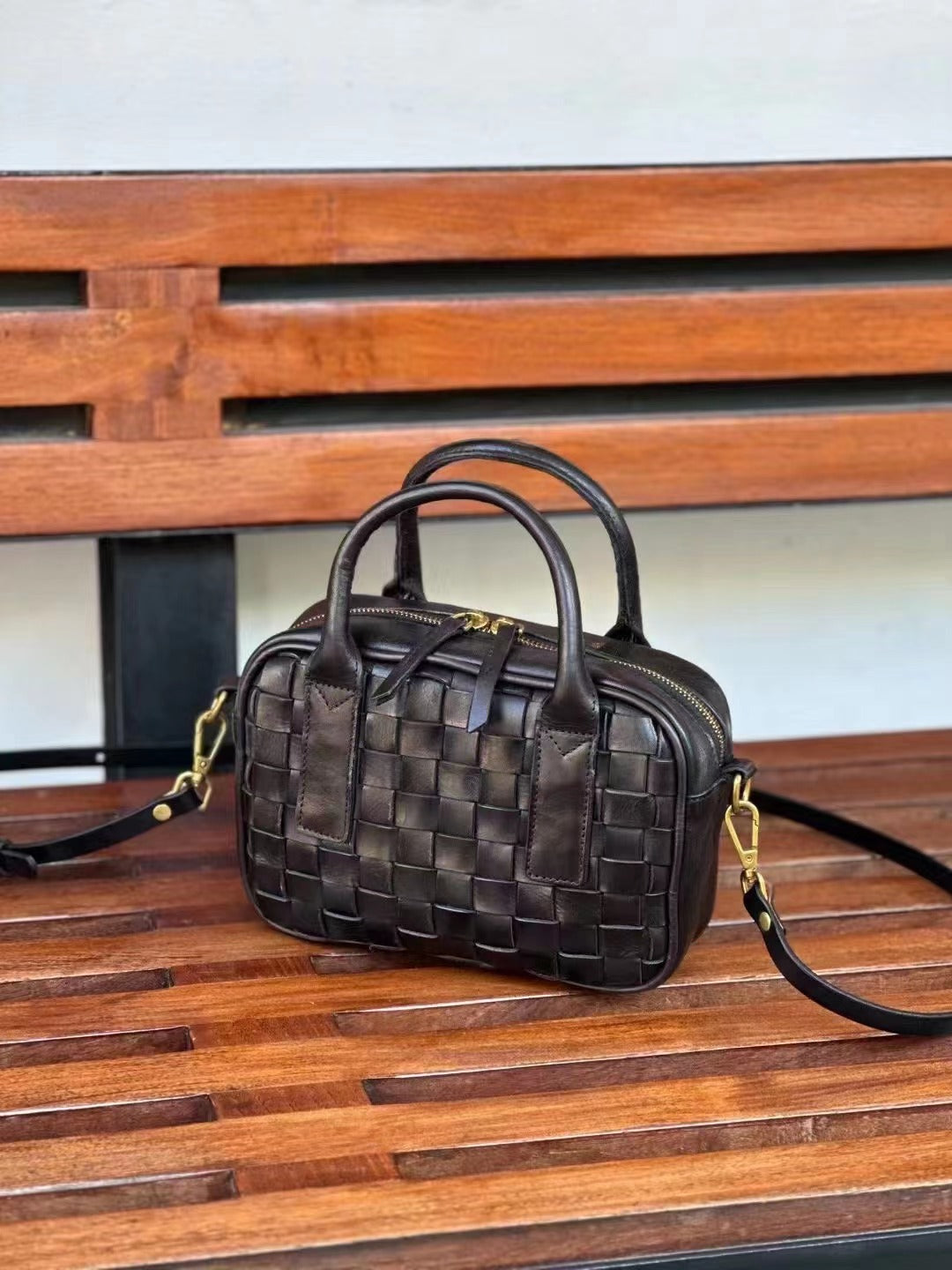 Premium Italian Leather Handwoven Satchel Bag for Women - Stylish & Durable Crossbody Purse for Work, Travel & Everyday Use