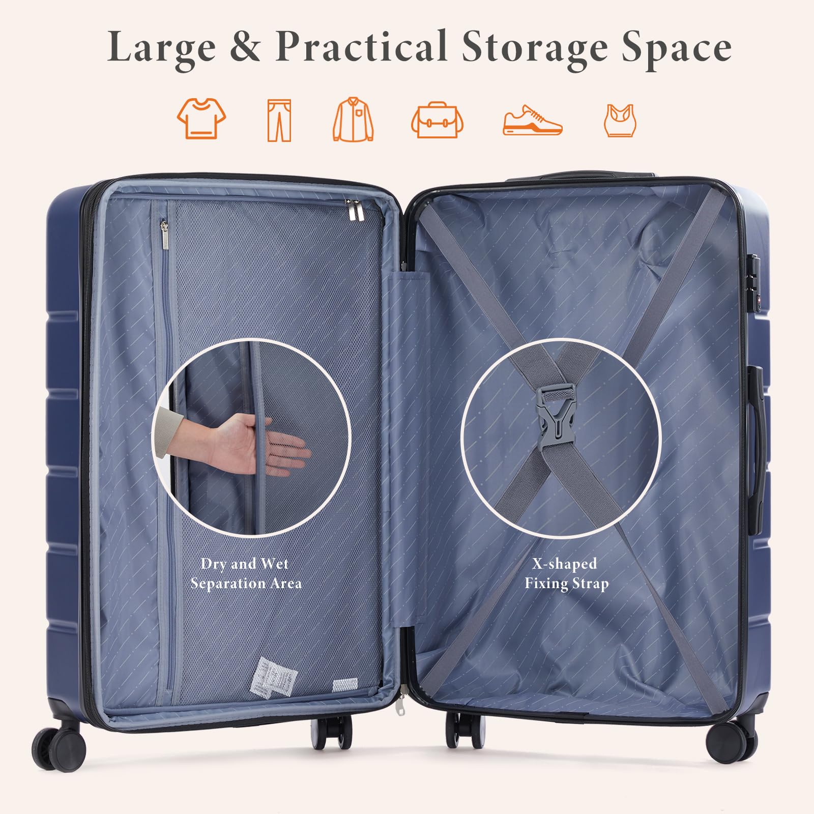 Sweetcrispy 28 Inch ABS Hardshell Luggage with TSA Lock - Lightweight Expandable Spinner Wheel Suitcase for Travel, Business Trips & Vacations | Durable Double Wheels & Smooth Rolling Design