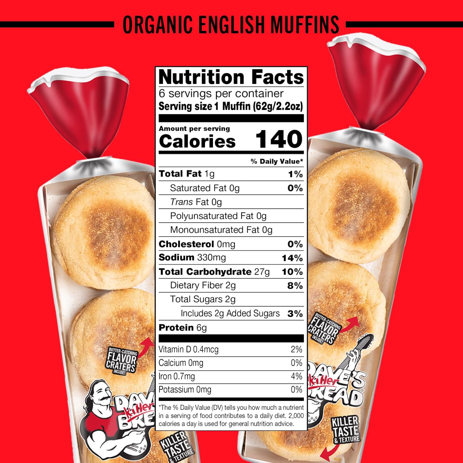 Organic English Muffins 2-Pack (12 Muffins Total) - USDA Certified, Whole Grain, Non-GMO | Perfect for Breakfast Sandwiches, Toasting & Healthy Snacking