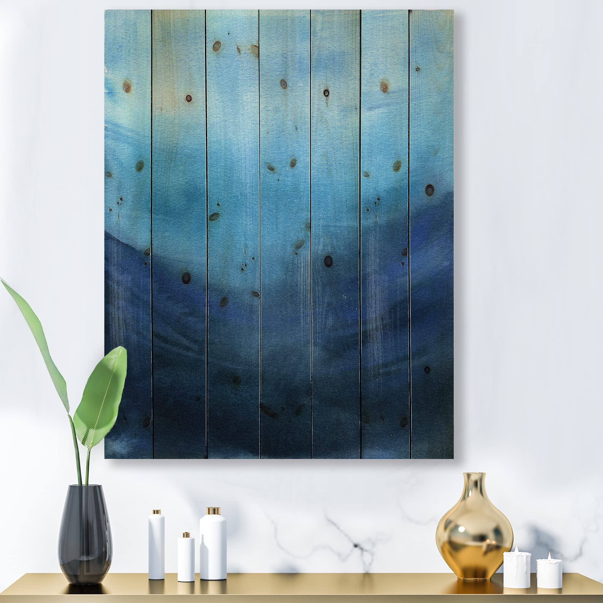 Blue Abstract Nautical Wood Wall Art - Large Coastal Wood Wall Decor Printed on Natural Pine - Perfect for Beach House, Living Room, or Office Decor