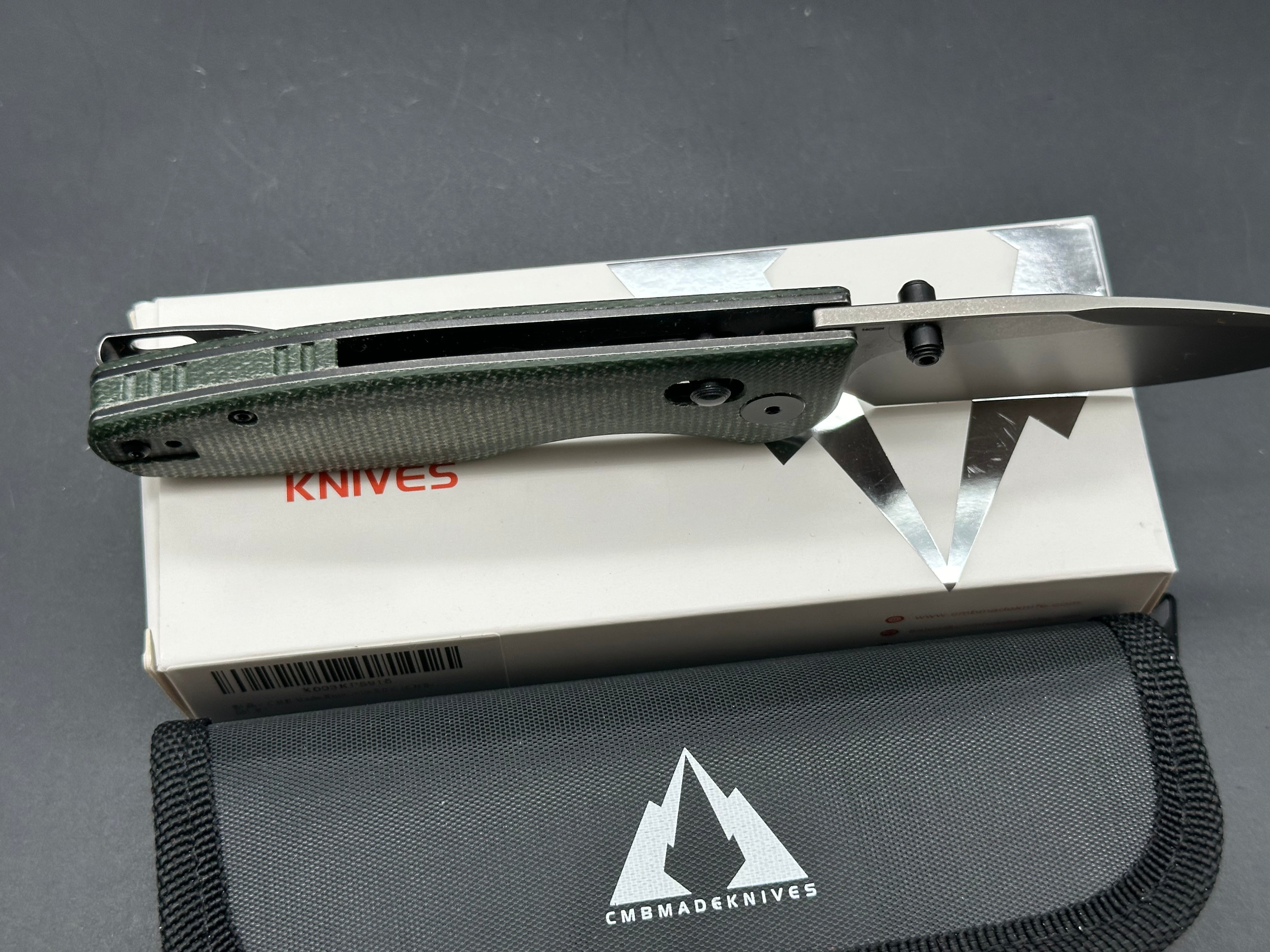 CMB Predator Axis Lock Folding Knife - Green Micarta Handle, 3.4