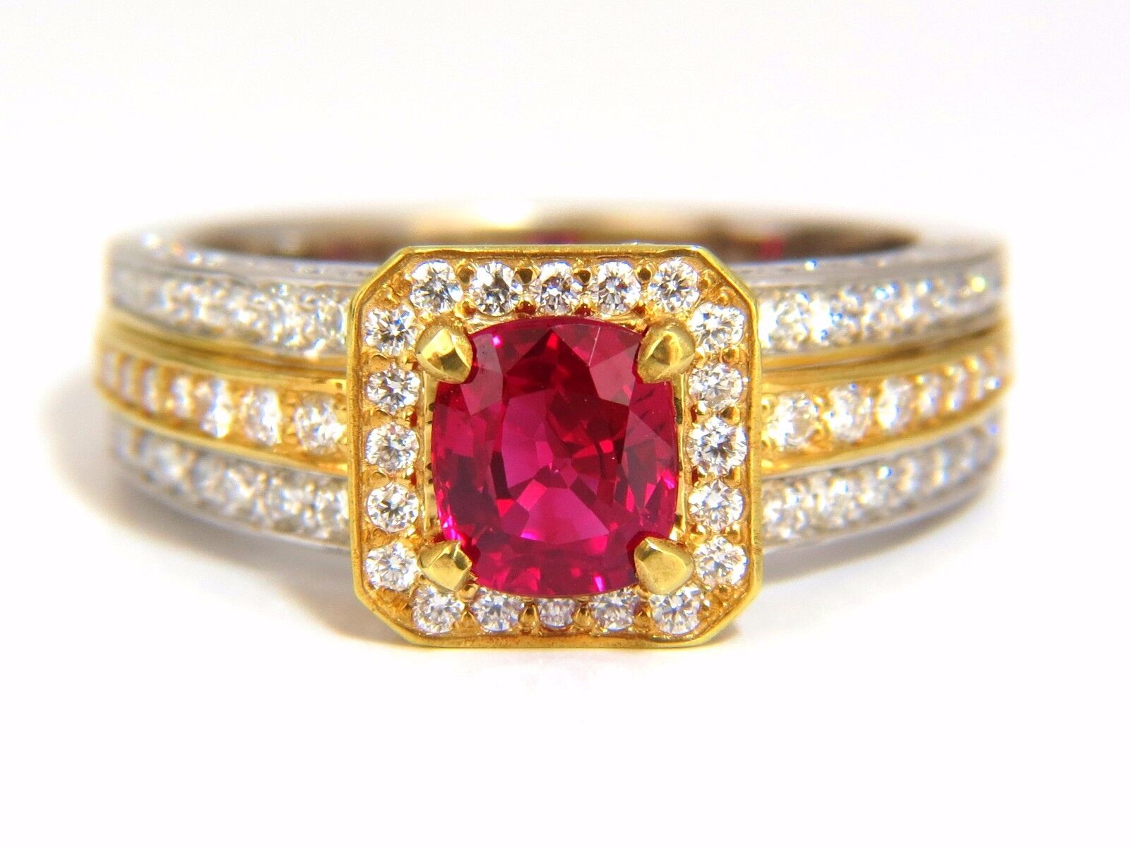 1.14ct GIA Certified Burma Pigeon Blood Vivid Red Ruby & Diamond Ring in 14K Gold - Perfect for Engagement, Anniversary & Special Occasion Gifts
