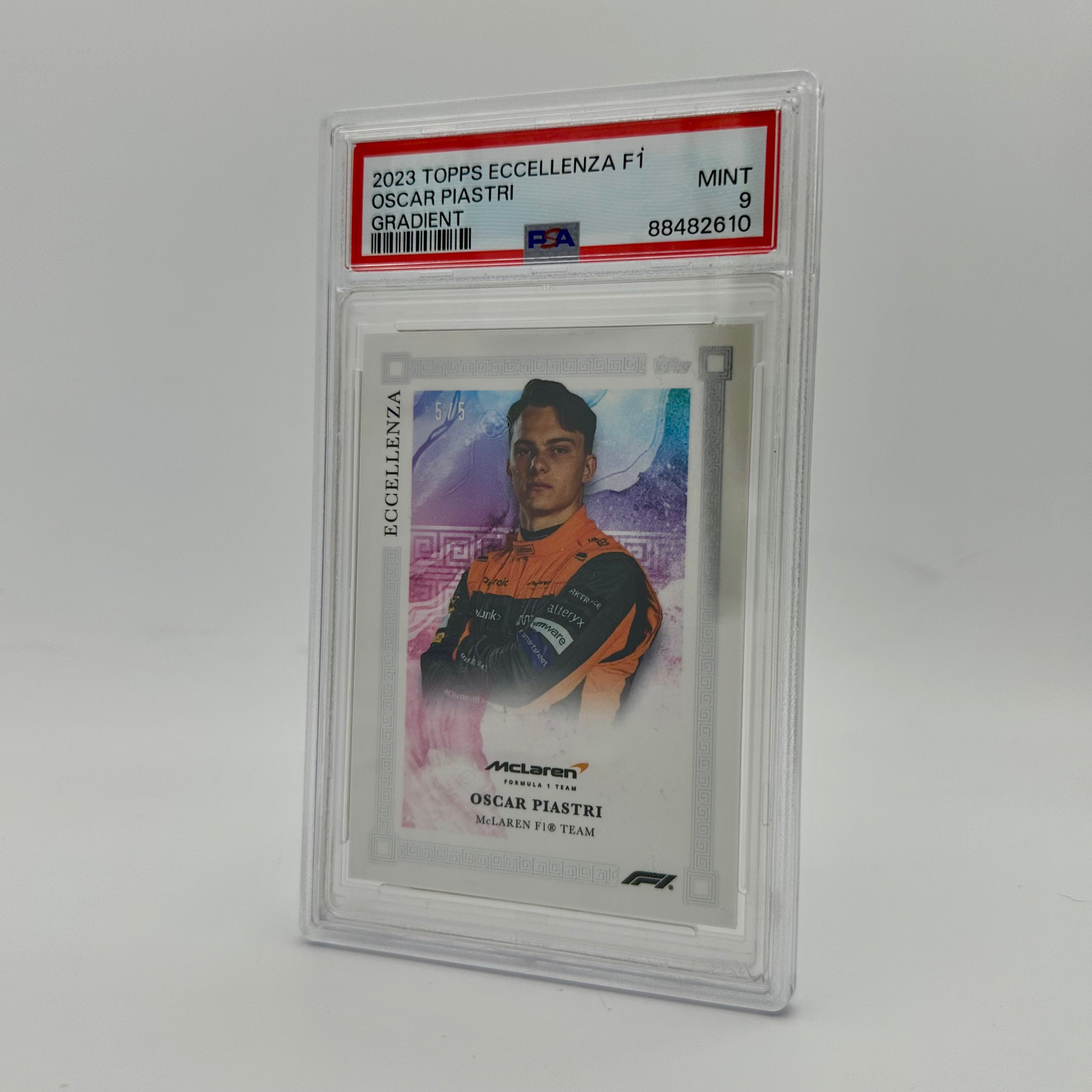 PSA 9 Oscar Piastri 2023 Eccellenza Rookie Card 5/5 Gradient - Perfect for Racing Fans & Collectors, Great for Display, Trading, and Investment
