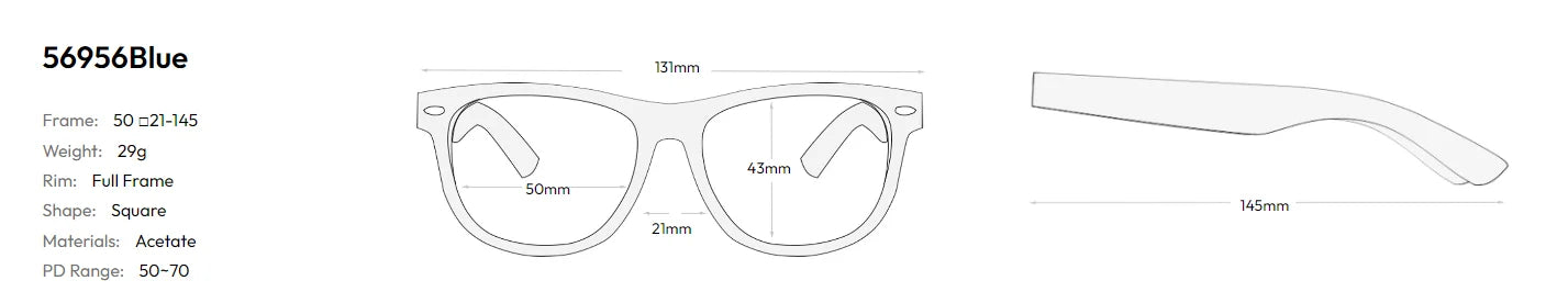 CCspace Women's Full Rim Square Thick Acetate Eyeglasses Frame 56956 - Stylish & Durable Glasses for Work, Reading & Fashion