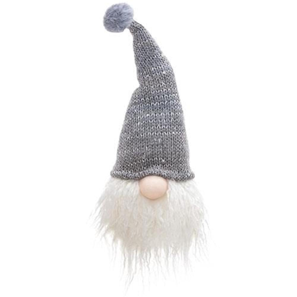 Gray Santa Gnome Sitting Decoration - Festive Holiday Home Decor for Christmas, Mantel, and Tabletop