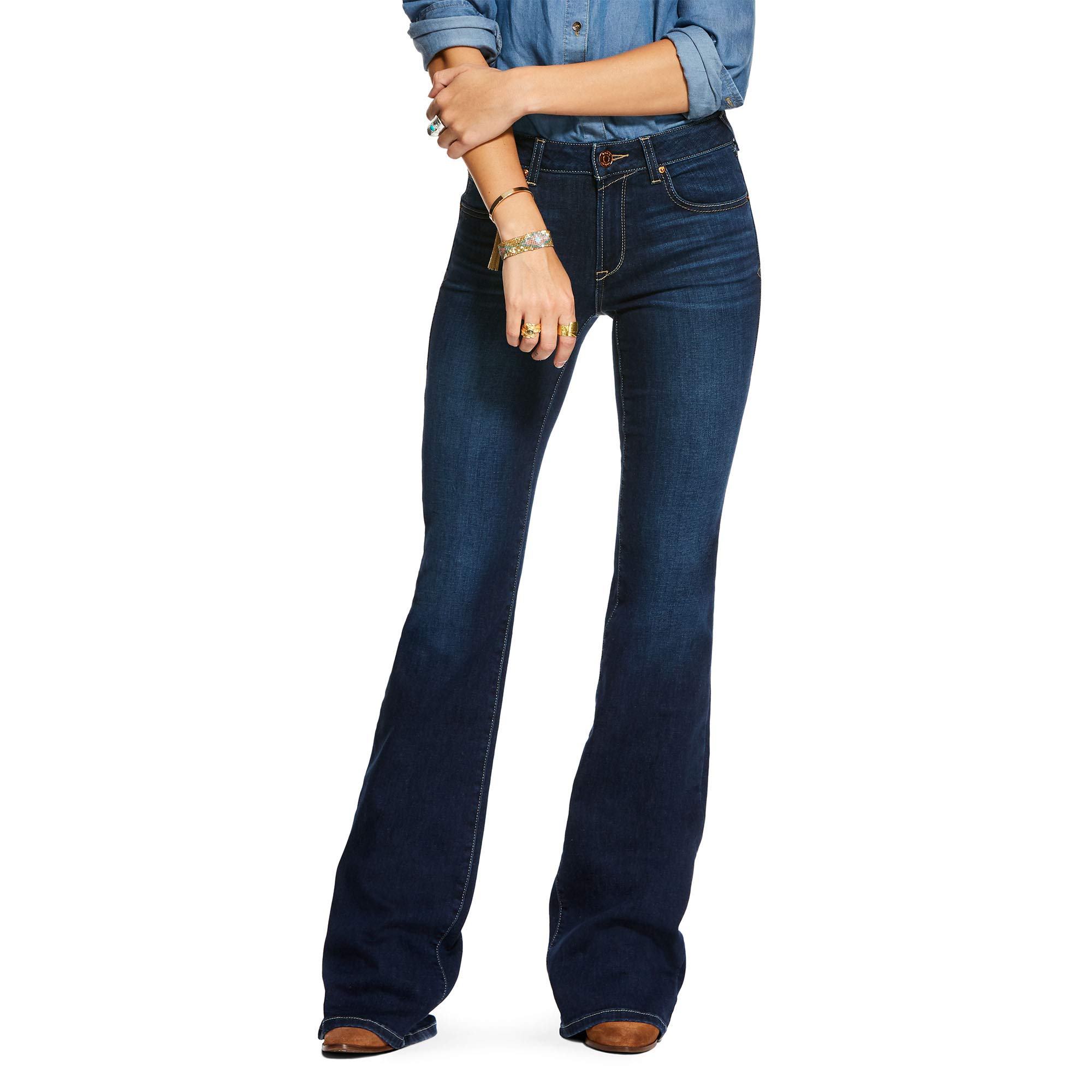 ARIAT Women's Ultra Stretch Perfect Rise Katie Flare Jean - Comfortable Bootcut Denim Pants for Riding, Work & Everyday Wear