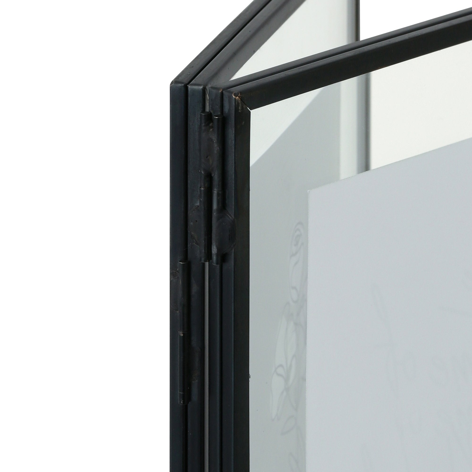 Black Metal Glass Frame with 2 Windows - Perfect for Home Office, Living Room, and Modern Interior Decor