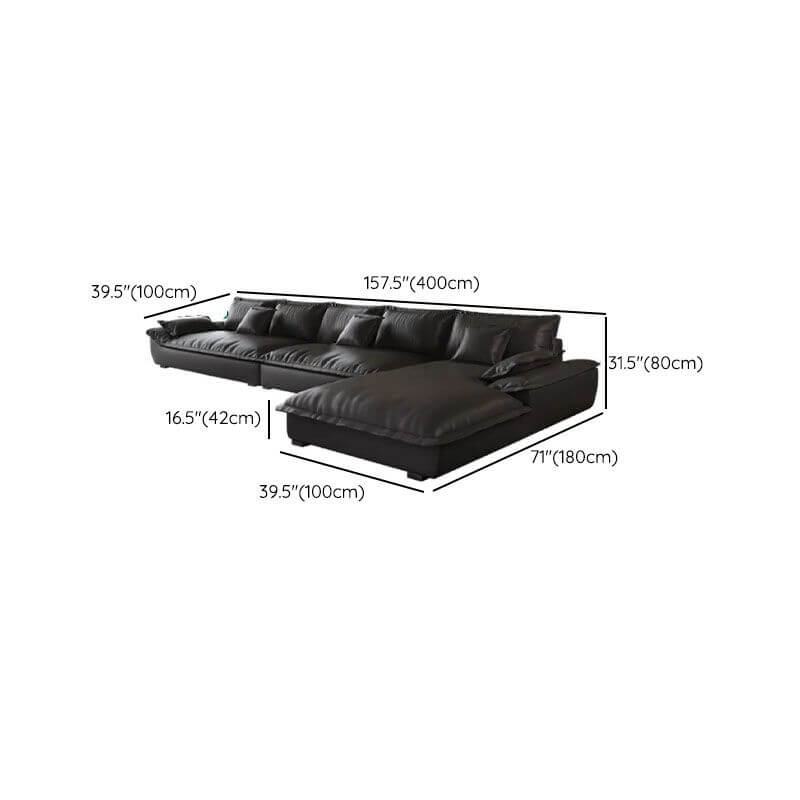 Modern L-Shaped Sectional Sofa with Chaise Lounge in Black - Sturdy Concealed Support - Perfect for Living Room, Home Theater, and Small Spaces