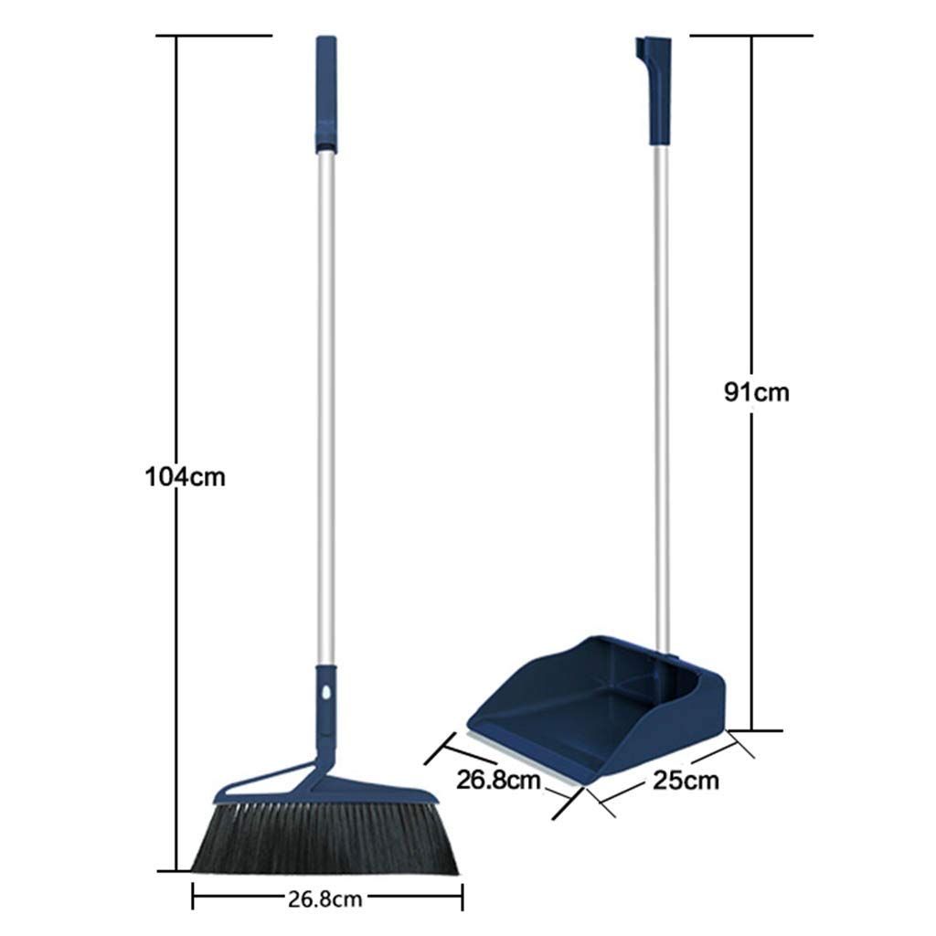 NLIAN Broom and Dustpan Set - 104cm Long Handle with 3-Layer Brush Head & Comb Teeth for Home, Kitchen, Office - Blue | Perfect for Hardwood Floors, Tile & Pet Hair Cleaning